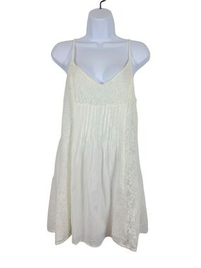 Hollister White Lace Swing Cami Dress Size Large Boho Babydoll Mini